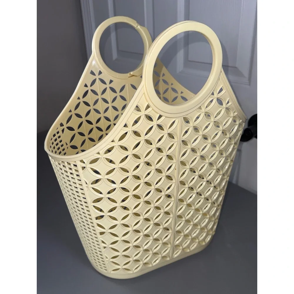 Sun Jellies Retro Atomic Tote Bag Yellow Jelly Basket Vintage Style Market Beach